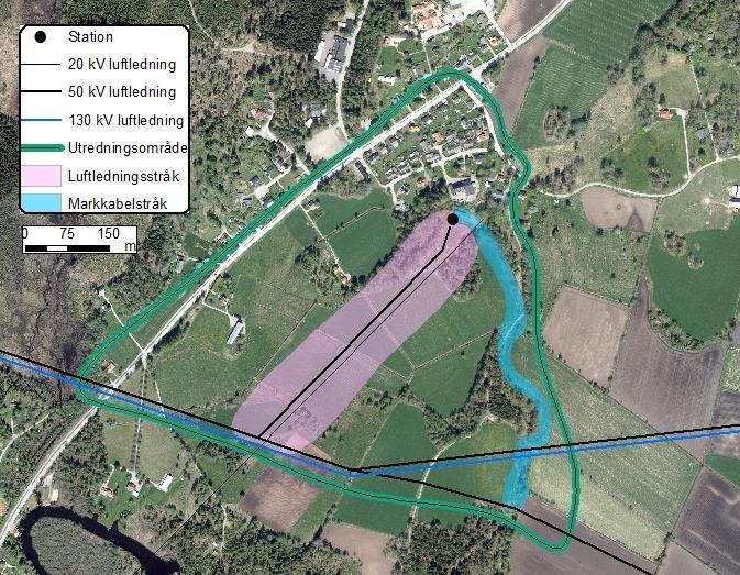 3.1 Utredningsområde Det berörda området är ledningstätt, se figur 2.1. Terrängen inom utredningsområdet är varierad.