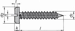 Kapitel E - Gängpressande- och Borrande skruv Gängpressande spårskruv med cylindriskt huvud CSS ST DIN 7971 C (ISO 1481)- med spets Gänga d1 mm ST2,2 ST2,9 ST3,5 ST4,2 ST4,8 ST5,5 Huvuddiameter d2 mm