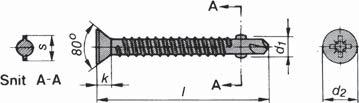 Gängpressande krysskruv med sänkhuvud FXB Wingteks - med borrspets Pozidriv (Z) Kapitel E - Gängpressande- och Borrande skruv Gänga d1 mm ST3,5 ST4,2 ST4,8 ST5,5 ST6,3 Gänga nr.