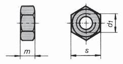 Sexkantsmutter W6M DIN 555 Whitworth Kapitel I - Mutter Gänga d1 W1/4 W5/16 W3/8 W1/2 W5/8 W3/4 W7/8 Gängor per tum 20 18 16 12 11 10 9 Nyckelvidd s mm 11 14 17 22 27 32 36 Höjd m mm 5,5 6,5 8 11 13