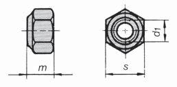 Kapitel I - Mutter Sexkantslåsmutter Hög med nylonring DIN 982 Gänga d1 M5 M6 M7 M8 M10 M12 Gängstigning mm 0,8 1 1 1,25 1,5 1,75 Nyckelvidd s mm 8 10 11 13 17 19 Höjd m mm 6,3 8 8,5 9,5 11,5 14