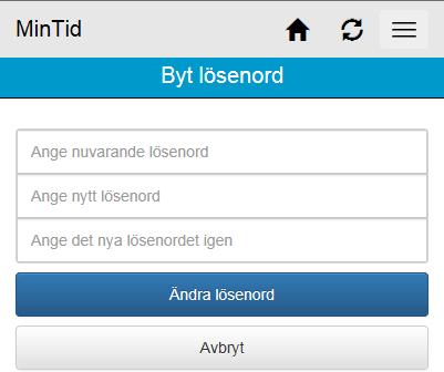 1.6.3 Byt lösenord Det finns möjlighet att byta lösenord manuellt via MinTid, ändringen slår då igenom på samtliga ställen i Heroma som du har dina inloggningsuppgifter till.