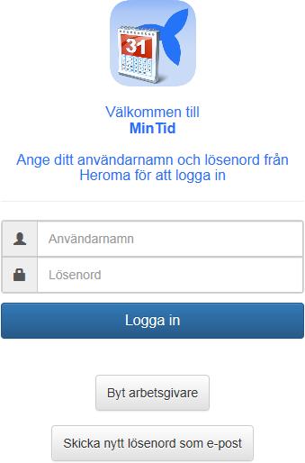 Klicka på Välj för att gå vidare till inloggningssidan.