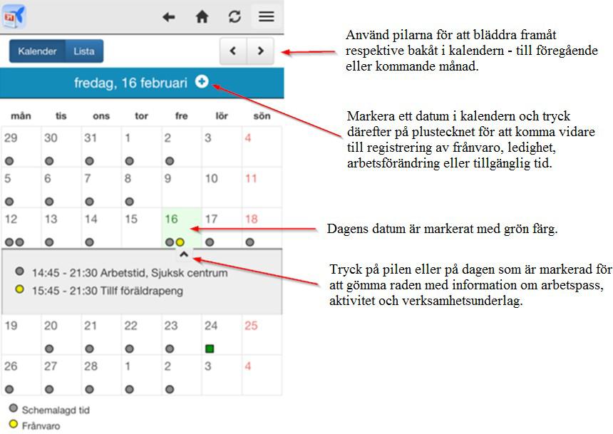 1.4 Startsida 1.4.1 Kalender Det första som visas vid inloggning är en kalender med översiktlig månadsvisning.