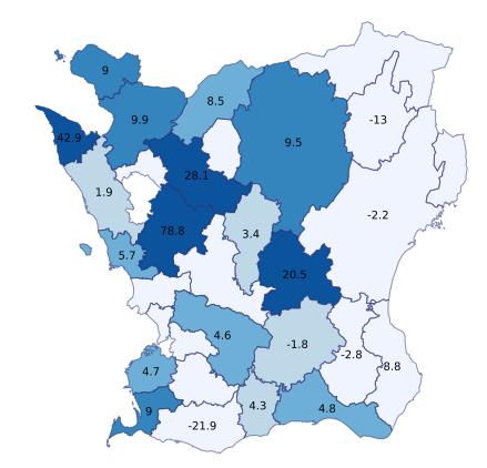 Gästnätter i Skåne, jan-nov 2018 5 875 725gästnätter (+4,7 %, +264 408 st) (Utveckling %