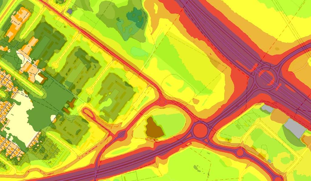 I enlighet med gällande bullerförordning ska trafikbullernivåerna för nya bostäder inte överskrida 55 db(a) ekvivalent.