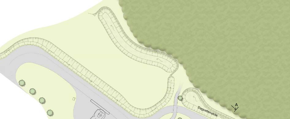 Princip för infiltrationsstråk, illustration ur Dagvattenutredning Brillinge ÅVC samt Dagvattenutredning ST1 drivmedelsstation Brillinge.