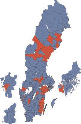 Att kommuner gått in i samordningsförbund vid olika tid ger förutsättningar för en utvärdering på kommunnivå Figur 4.2.