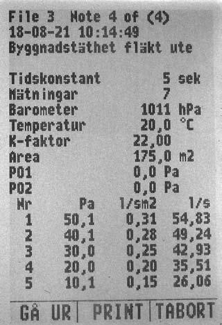 När mätningen är färdig skall över-/undertrycket mätas en gång till på exakt samma sätt som första gången.