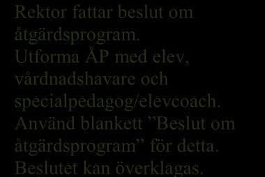 Anpassningarna fungerar. Fortsatt utvärdering med längre intervaller. Informera vårdnadshavare och ansvarig skolledare.