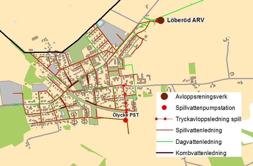 Åtgärdsplan för Eslövs avloppsledningsnät 64 6.6 Löberöd Löberöd ligger i den sydöstra delen av kommunen och har cirka 1100 invånare.