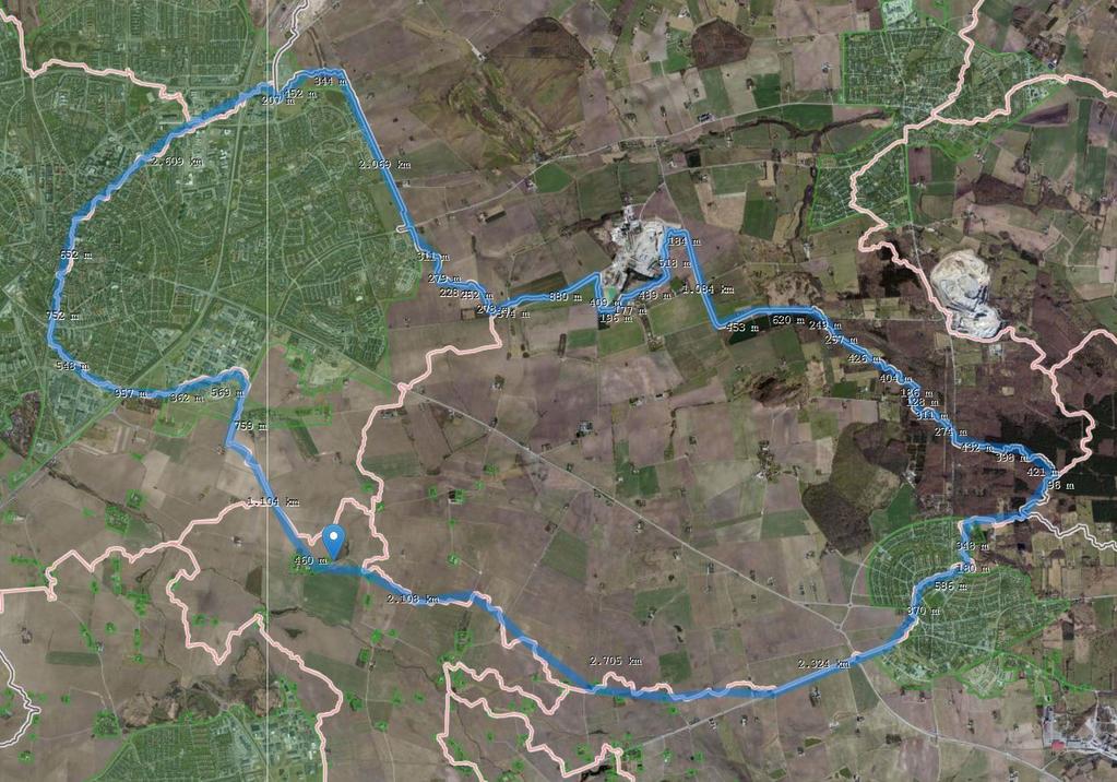 Placering kalkfilter/damm Grönmarkerade områden, västra Dalby (ca 0,7 km2) och östra Lund (ca 10 km 2) är områden med