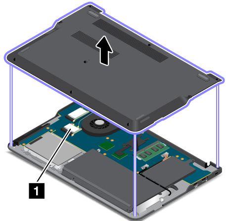 Följande bild visar var du hittar information om FCC ID- eller IC-certifieringsnumret. Det trådlösa nätverkskortet 1 (på vissa modeller) finns på den plats som visas här.