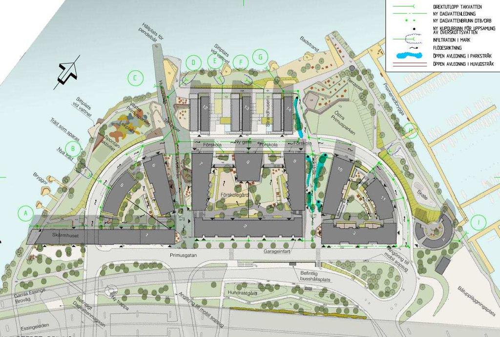 Stadens dagvattenstrategi håller på att revideras och en ny version kommer preliminärt under 2014. Förändringar i dagvattenstrategin bör beaktas i det fortsatta planarbetet.