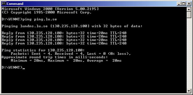 Ping, exempel Ping-programmet använder ICMP echo-request and