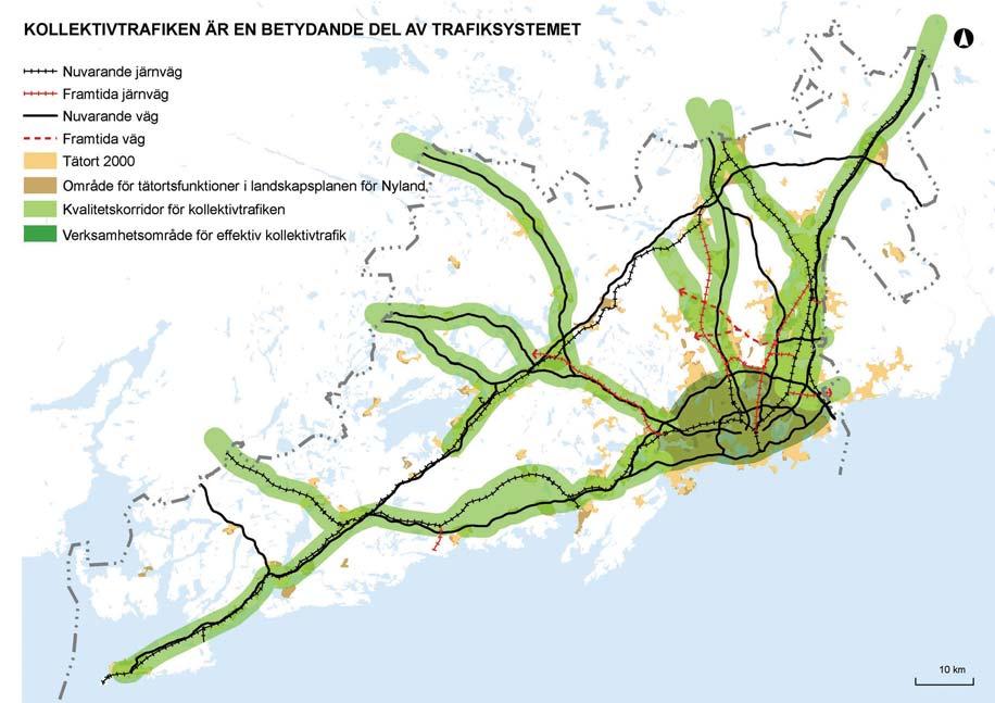 Inom huvudstadsregionen svarar man på de krav som den ökande trafiken har genom att utveckla den helhetsmässiga serviceförmågan hos trafiksystemet och verksamhetsförutsättningarna för lättrafik.