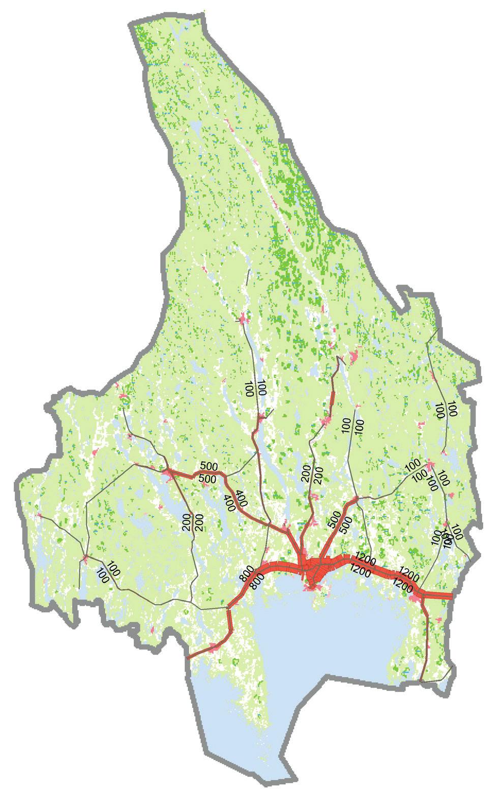 Trafikutveckling Utifrån Trafikverkets basprognoser bedöms personbilstrafiken på väg 61, 62 och 63 samt E18 och E45 öka med 14 procent i Värmland till 2040 jämfört med 2014 och med 18 procent till