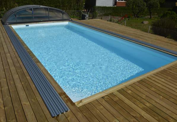 170cm enligt kundens önskemål. (Standardstorlek: 3x6, 3.5x7 och 3.8x8 m, djup: 1.50 m).