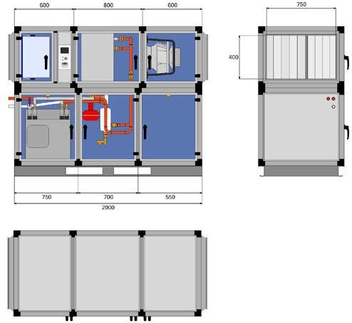 Måttskiss och tabeller GreenMaster HP Compact Integrerat frånluftsaggregat och värmepump GM-HP Compact Aggregatstorlek GM-HP 2 3 4 5 B 910 1 010 1 410 1 710 H 1 524 1 632 1 772 1 824 H1 612 720 860