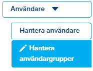 Skapa en ny användargrupp: - Välj Användare i listan till vänster. - Välj sedan Hantera användargrupper i listrutan.