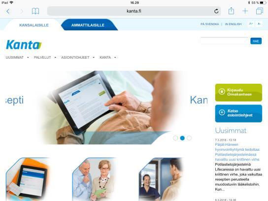 Logga in på Mina Kanta-sidor med surfplatta Starta webbläsaren på surfplattan.