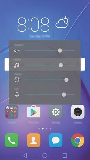 Tips och trick Justera systemvolymen snabbt Tryck på volymknappen på telefonens sida och peka sedan på ringsignal, multimedier, alarm och samtal.