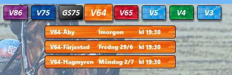 Nytt system Nytt system skapas enklast via någon av spelformsknapparna (V86, V75, GS75, V64, V65, V5, V4, V3) När du för musen över en spelformsknapp visas de spel som finns tillgängliga för den