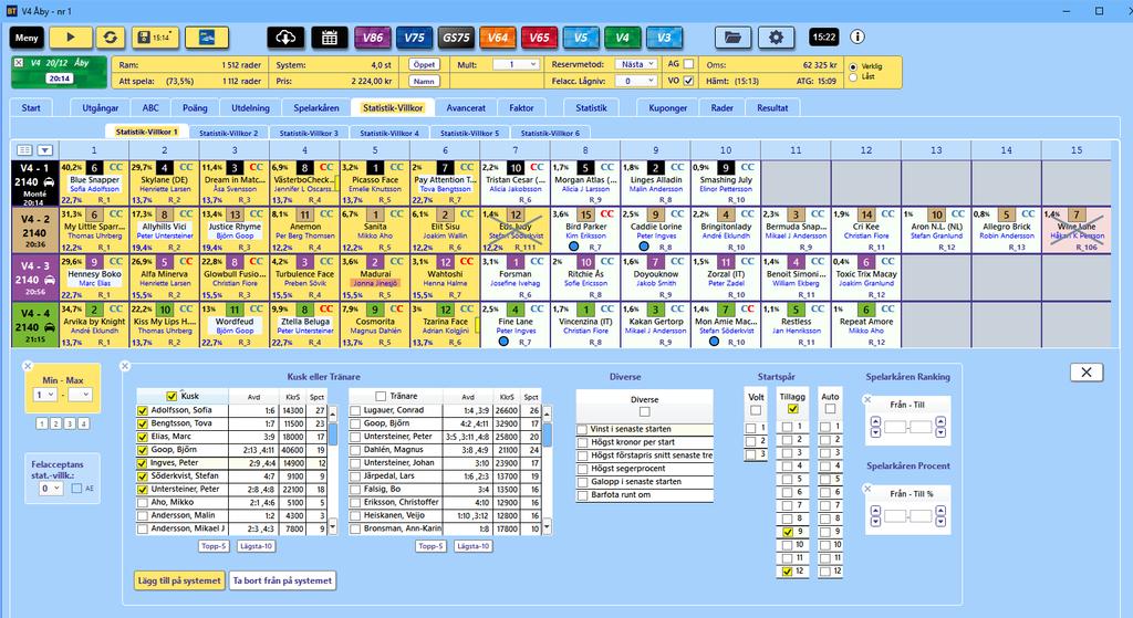 BaraTrav fliken Statistik-Villkr Versin 2.0 I fliken Statistik-Villkr arbetar du effektivt med att visualisera, lägga till på system ch skapa villkr för lika statistiska egenskaper hs ekipagen.
