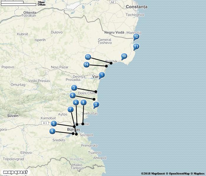 ÖSTRA BULGARIEN 1. Varna airport 2. Banya Village 3. Kamchia 4. Sarafovo 5. Atanasovsko Lake 6.