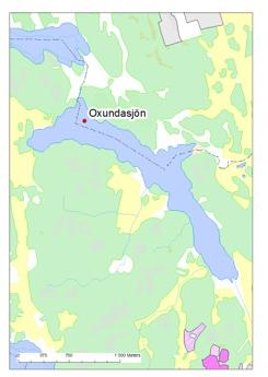Oxundasjön Oxundasjön är en mycket näringsrik sprickdalssjö med kort omsättningstid. Ytan är,6 km och avrinningsområdet uppgår till 7 km.