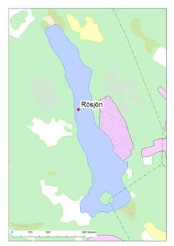 Rösjön Rösjön är en måttligt näringsrik med lång omsättningstid. Ytan är,5 km och avrinningsområdet uppgår till 6 km. Största djupet i sjön är 7, m, medeldjupet 5, m och omsättningstiden 5 månader.