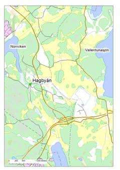 Dominerande markslag inom avrinningsområdet är skog och tätort.