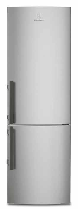 EN3453MOX Kyl/Frys, A++, Rostfri, Totalt 318 liter, Elektronisk styrning Kyldel: 226 liter, LED-belysning, 3 glashyllor, Flaskställ, 3 dörrfack, 1 låda som håller frukt och grönsaker fräscha längre,