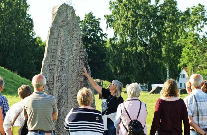 Hembygdsföreningens guider tar årligen hand om över 3000 besökare vid 100 schemalagda historiska guidningar vid Anundshögsområdet.