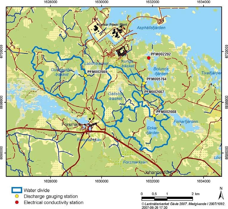 Table 1-2. Summary of catchment areas associated with the discharge gauging stations. Gauging sta tion ID-code Catchment area ID-code Catchment area (km 2 ) PFM005764 AFM001267 5.