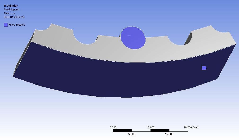 Figur 36. Fixed Support på ytterringens utsida och på cylinderns basytor.