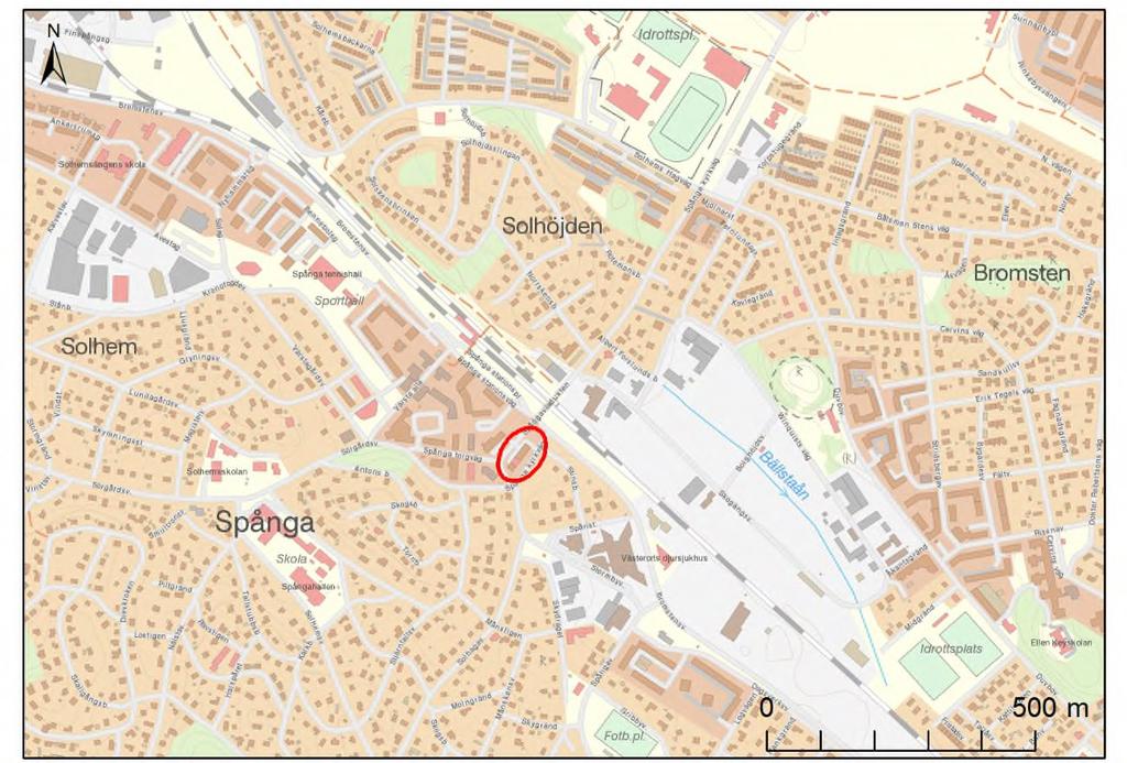 Bakgrund och syfte Miljötekniska markundersökningar har genomförts i stadsdelen Solhem inom planområdet Spånga C Öst, se figur 1. Undersökningsområdet inrymmer idag ett f.d. flerbostadshus uppfört under 1930-talet.