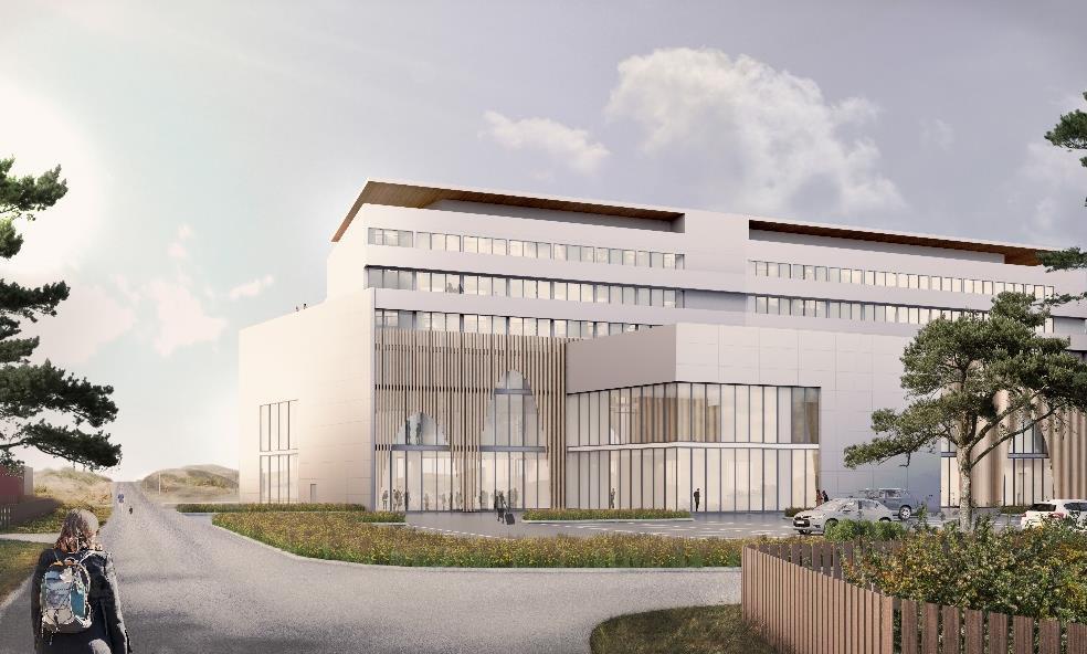 Observera att illustrationerna endast är tidiga skisser som kan komma att ändras. På plankartan regleras att fasaden på hotellet ska utgöras av en blandning av trä och skivputs- eller betongmaterial.