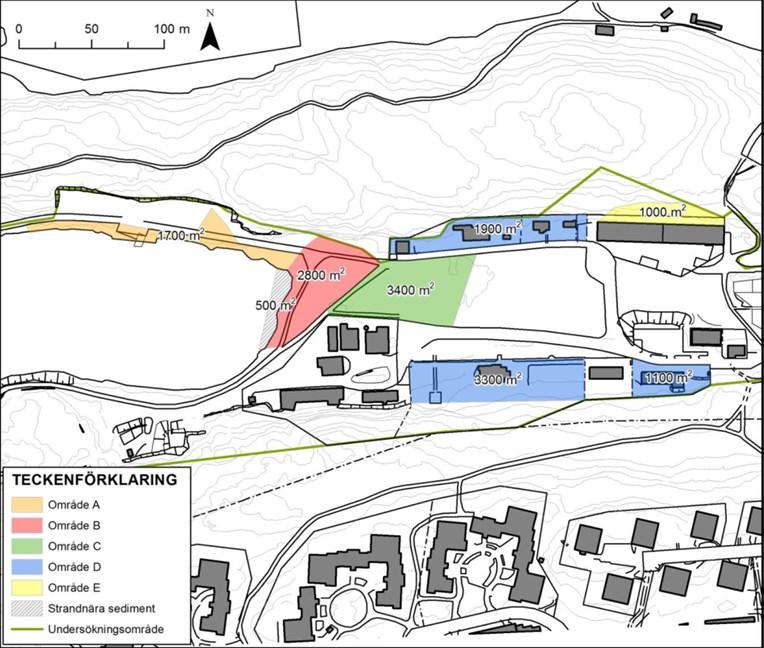 Exploateringskontoret Sida 6 (8) Område A (Orange) gång- och cykelbanan belägen norr om Vinterviken. förorenade jordmassor söder om gång- och cykelbanan belägna i slänten.