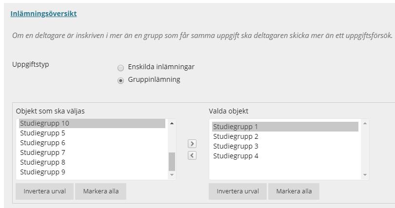 Inställningar under