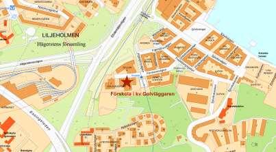 Sida 4 (7) Karta: Ny förskola i kv. Golvläggaren, Årstadal Förskolan i kvarteret Golvläggaren kommer att byggas i två våningsplan med två utsläppsgårdar på bostadsfastighetens innergård.