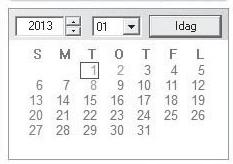 Söka Efter Lagrad Video I Kalendern Om videodata har lagrats på ett datum går det att urskilja datumet i grönt.