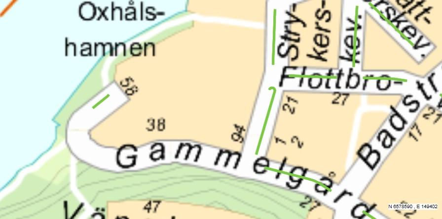 Sida 11 (20) Essingen. Närmaste busshållplats Flottbrovägen, är på cirka 100 meters avstånd. Gång- och cykeltrafik Gångbana finns längs den norra sidan av Gammelgårdsvägen.
