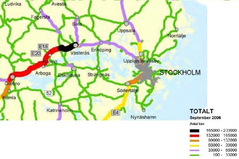 PROGRAM 17(23) Olycka vid transport av farligt gods E18 är den största transportleden för farligt gods genom kommunen.