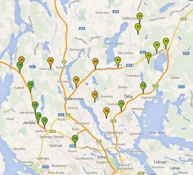 Bilaga 1 - Mätplatser på olika slingor I figurerna nedan visas mätplatsernas position. Samtliga mätplatser på samma figur ingår i samma slinga 30.