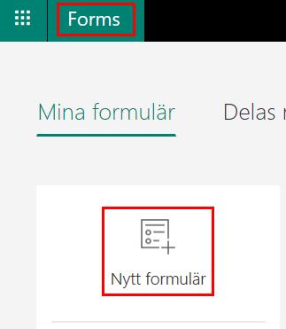 någonstans. Du ser spara-informationen här: Skapa ett formulär 1. Gå till Forms startsida och klicka på Nytt formulär.