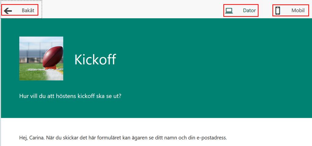 Nu är formuläret klart och du vill förstås se hur det ser ut innan det skickas ut.