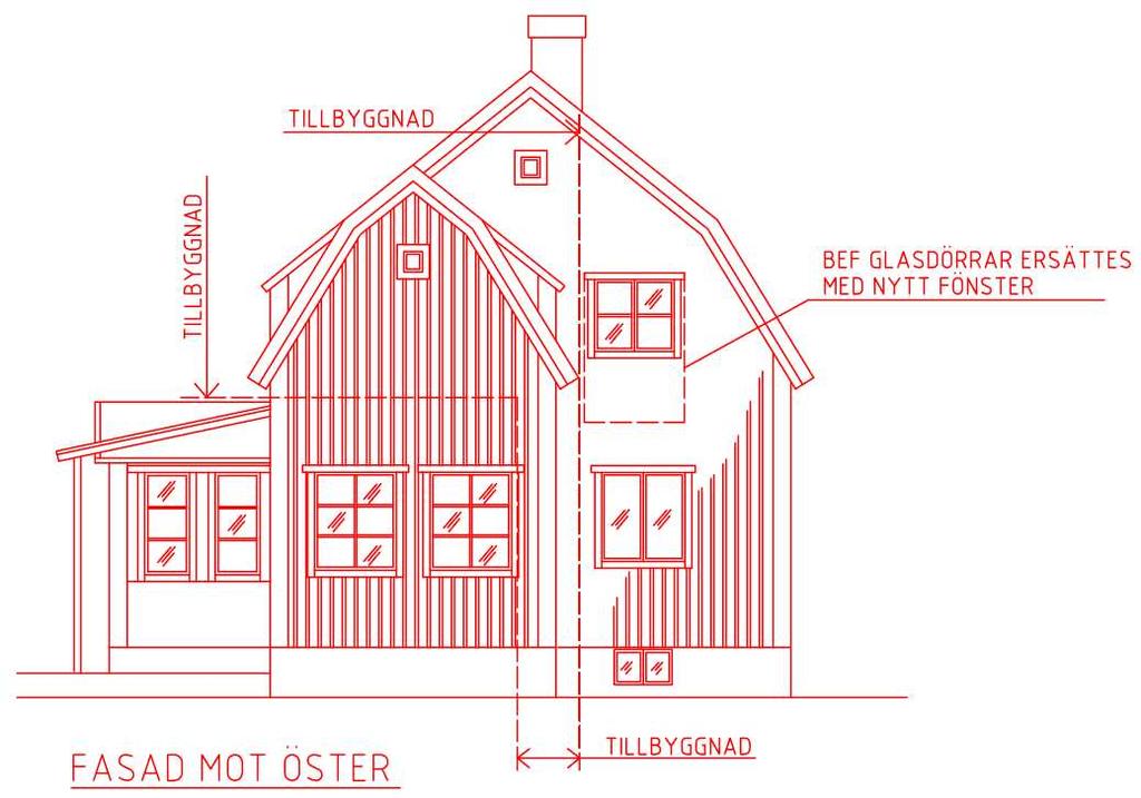 SID 5 (6) Fasad mot norr till vänster och mot söder till höger, från bygglovansökan 2011.