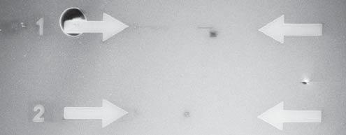 2.5.5 Fabrication arrays of plasmonic structures 200 m 300 m 600 m Figure 2.16: A SEM image of arrows and a number used to indicate the locations of the plasmonic arrays.