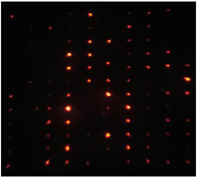 b) A PEEM image of the array, where the part shown in a) is indicated by the green dashed line. s = 1 and s =1.5 are shown in Fig. 3.10a, together with corresponding SEM images.
